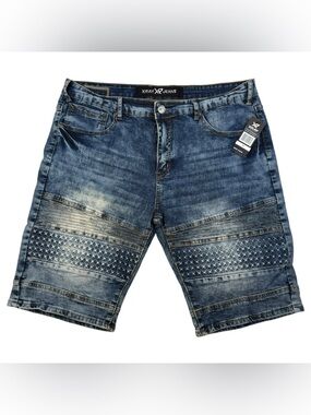 XRAY Jeans Men’s 36 Denim Moto Shorts Light Wash Biker Distressed NWT